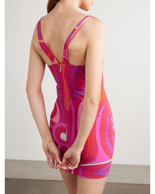 Emilio Pucci Pink Printed Stretch-Jersey Mini Dress