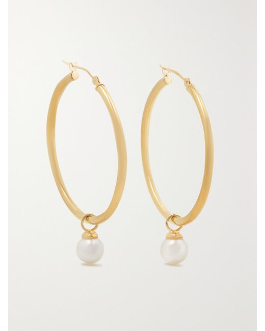 Mateo White Large 14-Karat Pearl Hoop Earrings