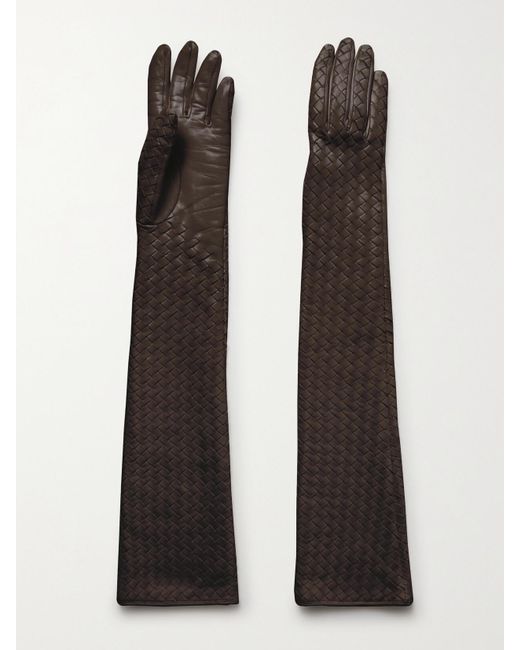 Bottega Veneta Black Intrecciato Leather Gloves
