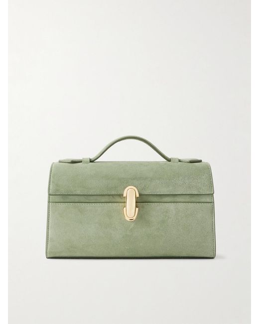 SAVETTE Green Symmetry Pochette Suede Tote