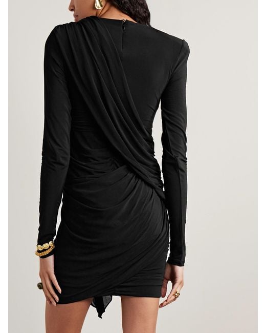 Isabel Marant Black Georgia Ruched Draped Stretch-Jersey Mini Dress