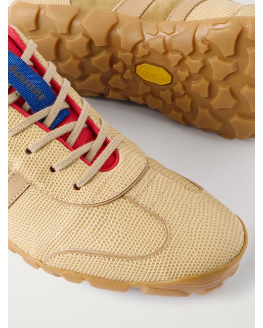 Wales Bonner Natural Lizard-Effect Leather And Suede Sneakers