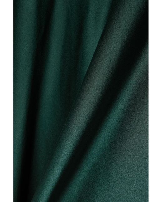 Doen Green Melinda Embroidered Silk-Satin Midi Dress