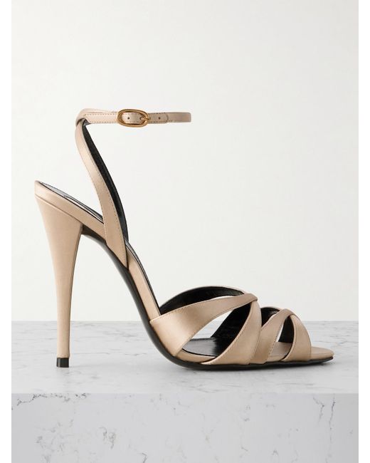 Saint Laurent Metallic Chandelle Satin Sandals