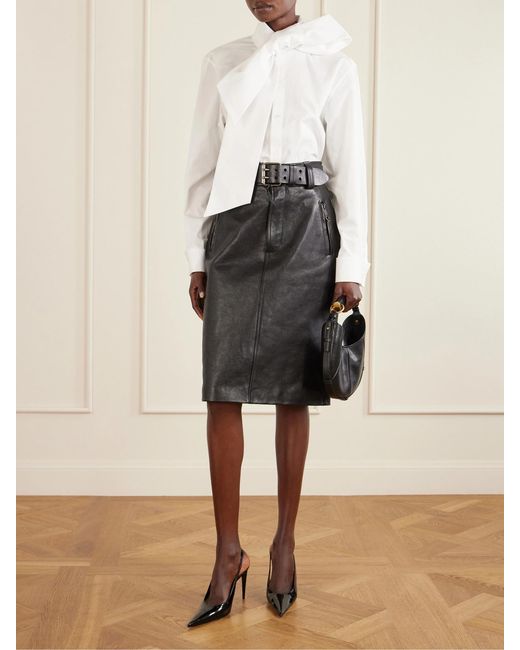 Saint Laurent Black Guermantes Patent-Leather Slingback Pumps