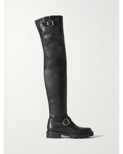 Jimmy Choo Black Biker Ii Leather Over-The-Knee Boots
