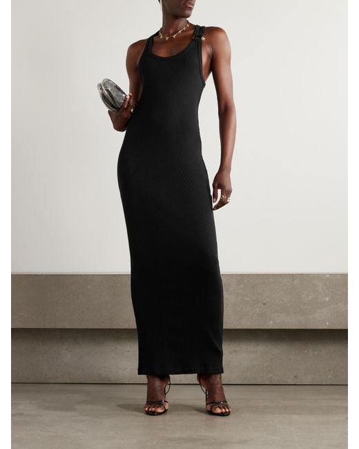 Robe Midi En Coton Côtelé À Ornement Jean Paul Gaultier en coloris Black