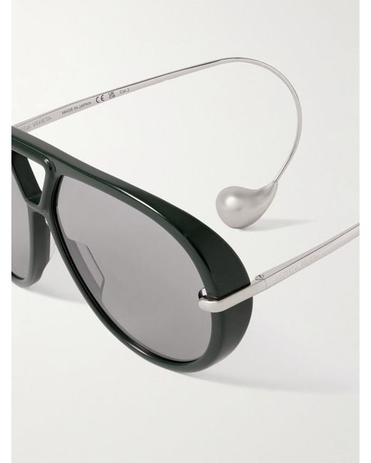 Bottega Veneta Gray Embellished Aviator-Style Recycled-Acetate And-Tone Sunglasses