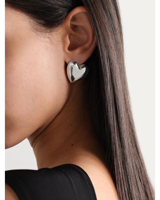 Jennifer Fisher White Puffy Heart Small-Tone Earrings