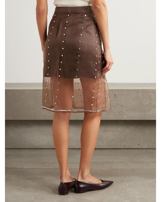 Wales Bonner Brown Presence Studded Organza Skirt