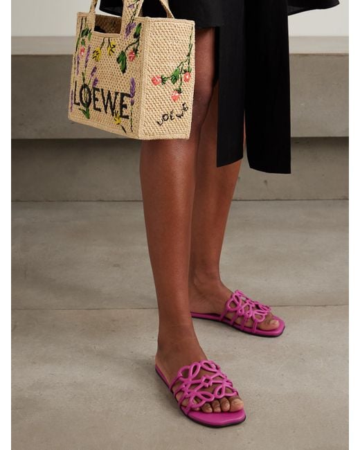 Loewe Purple Paula's Ibiza Petal Anagram Leather Slides
