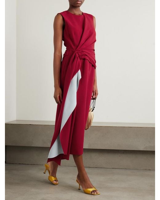 Roksanda Red Elham Draped Crepe Midi Dress