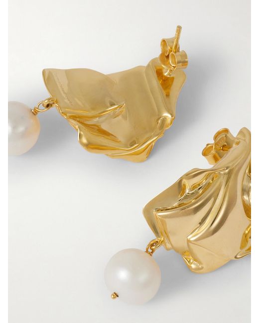 Completedworks Metallic Plated Pearl Earrings