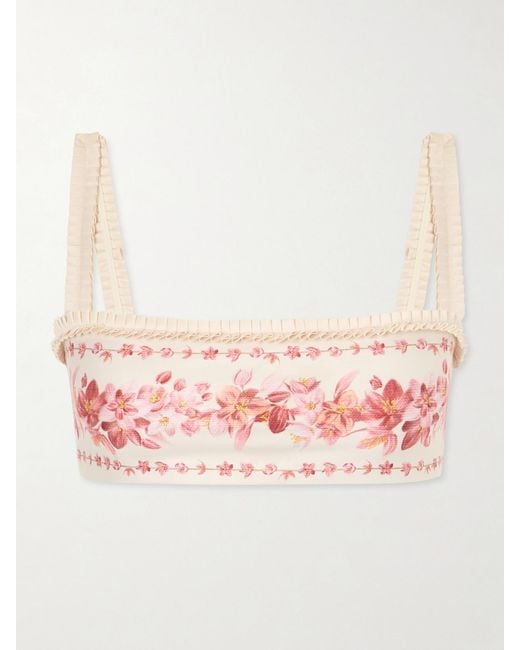 Agua Bendita Pink Olmo Cauca Floral-Print Bikini Top