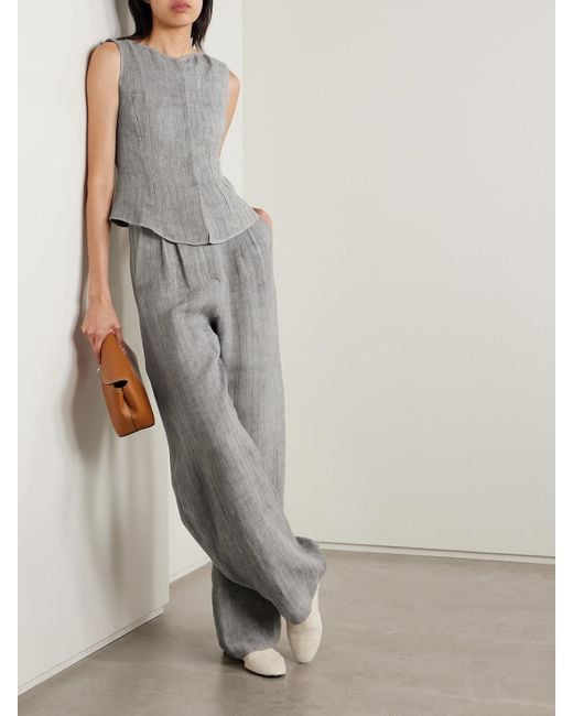 Cortana Gray Lupe Weste Aus Gestreiftem Leinen