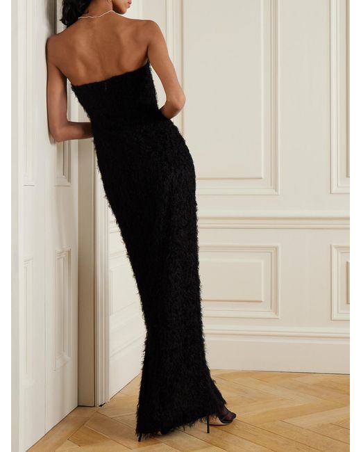 Totême Black Strapless Fil Coupé Maxi Dress