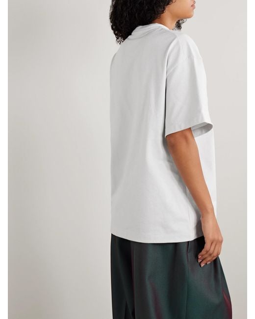 Jil Sander White Cotton T-Shirt With Bold Logo And Classic Cut