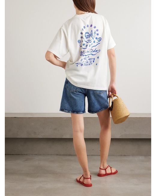Donde Esteban White Baila La Vida Printed Cotton-Jersey T-Shirt