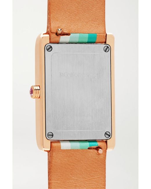 La Californienne Blue Daybreak 24Mm Rose-Plated Striped Leather Watch