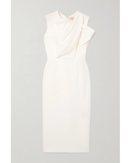 Roksanda White Bow-detailed Crepe Dress