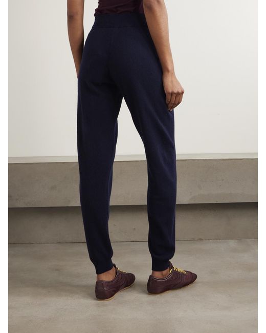 Allude Blue Wool And Cashmere-Blend Tapered Track Pants