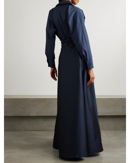 BERNADETTE Blue Beatrice Maxi-Hemdblusenkleid Aus Taft Mit Bindegürtel