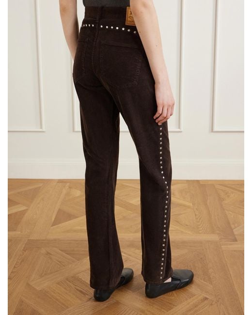 Polo Ralph Lauren Brown Studded Stretch-Cotton Corduroy Flared Pants