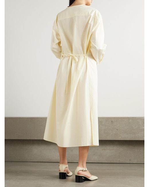 Lemaire Natural Asymmetrisches Midikleid Aus Baumwoll-Crêpe Mit Bindegürtel