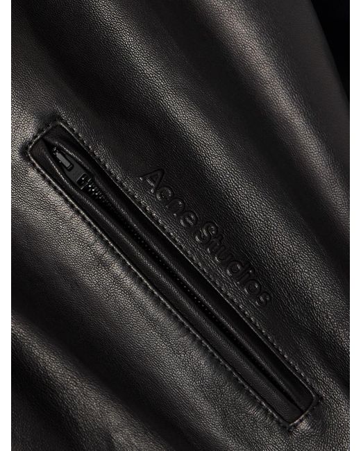 Acne Black Leather Bomber Jacket