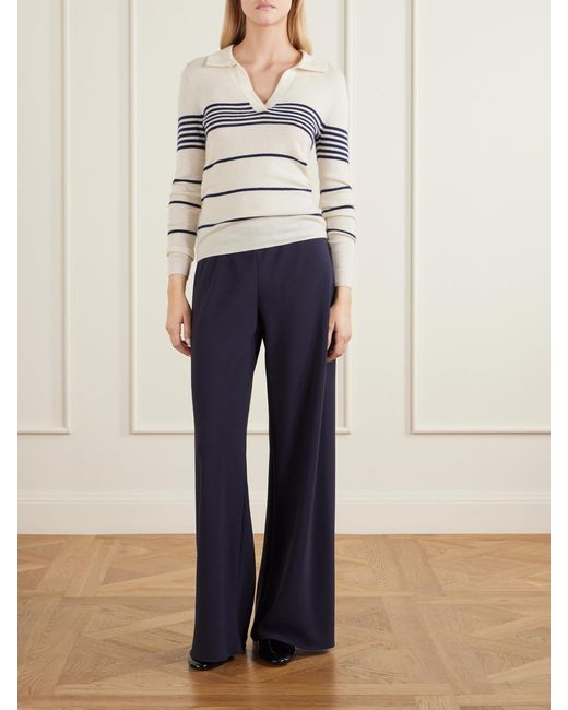 Nili Lotan Natural Lucille Striped Cashmere Polo Sweater