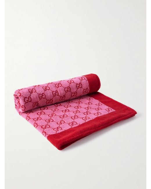 Gucci Pink Terry-Jacquard Beach Towel
