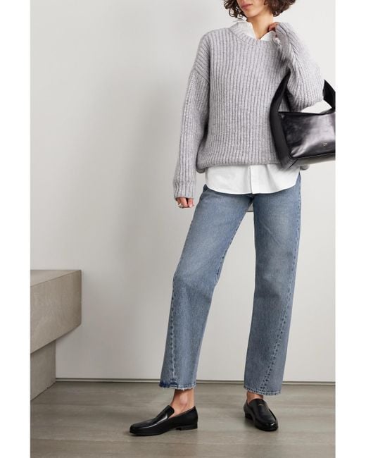 Totême Blue Twisted Seam High-Rise Straight-Leg Jeans