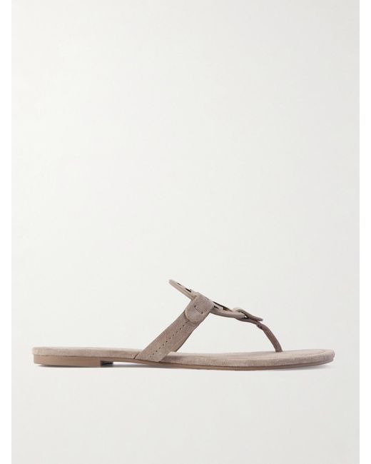 Tory Burch Natural Miller Cutout Suede Sandals