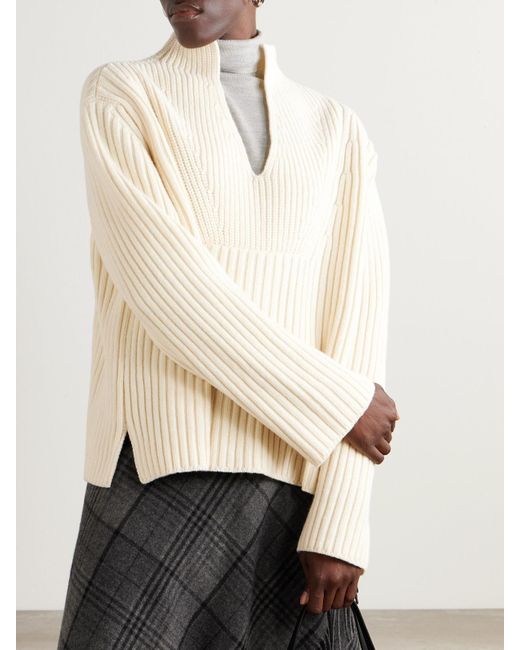 Proenza Schouler Natural Meron Ribbed Wool Sweater