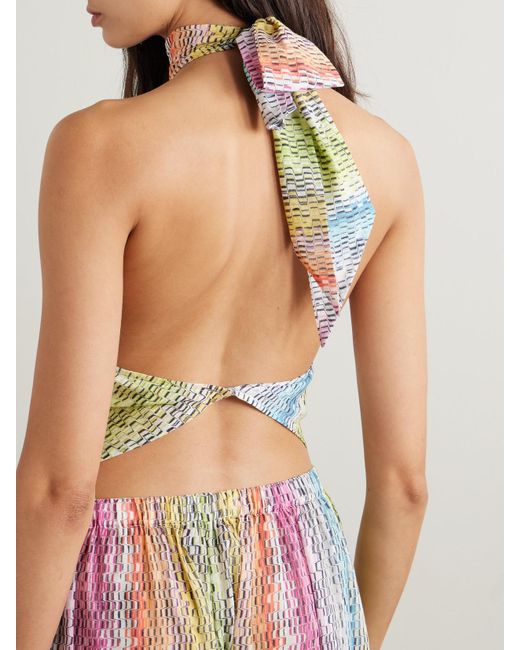 Missoni White Mare Printed Cotton And Silk-Blend Halterneck Top