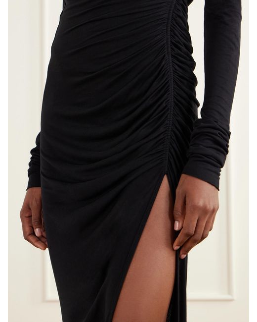 Rick Owens Blue Svita Ruched Jersey Maxi Dress