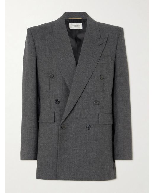 Saint Laurent Black Double-Breasted Wool Blazer