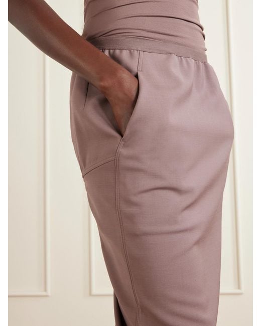 Rick Owens Purple Soft Pillar Wool-Stretch Maxi Skirt