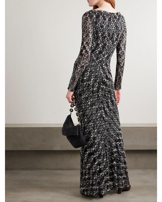Missoni Gray Metallic Crochet-Knit Maxi Dress