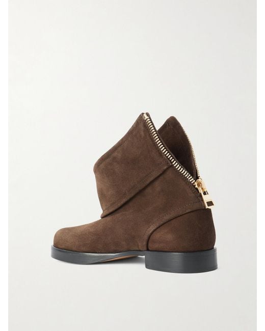 J.W. Anderson Brown Zip-Detailed Suede Ankle Boots