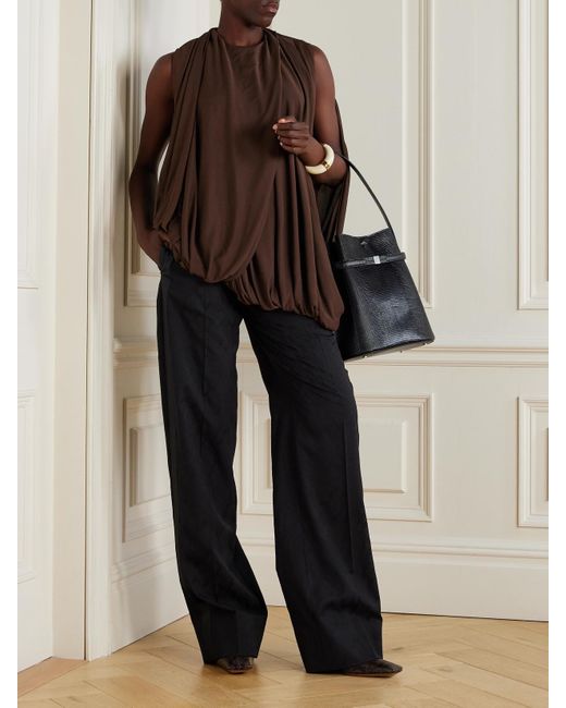 Pantalon En Laine Jacquard À Finitions En Satin Stella McCartney en coloris Black