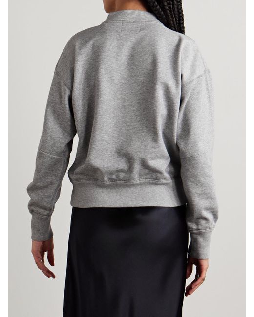 Isabel Marant Gray Moby Flocked Cotton-Blend Jersey Sweatshirt
