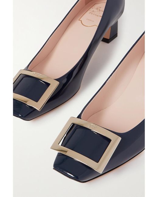 Roger Vivier Blue Decollete Trompette 45 Patent-Leather Pumps