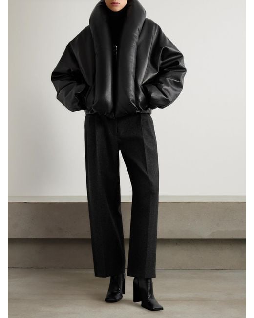 Alaïa Black Padded Leather Bomber Jacket