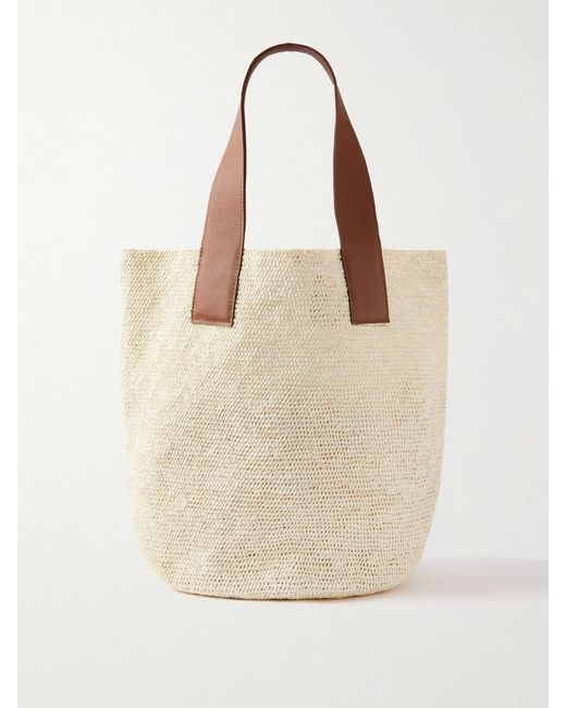 Sensi Studio Natural El Viajero Maxi Textured Leather-Trimmed Straw Tote