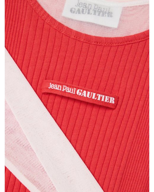 Jean Paul Gaultier Layered Ribbed Cotton-Jersey And Mesh Maxi Dress