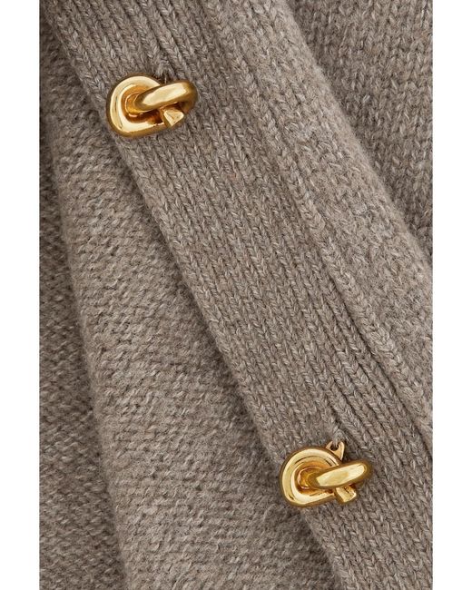 Bottega Veneta Natural Cropped Embellished Wool Sweater