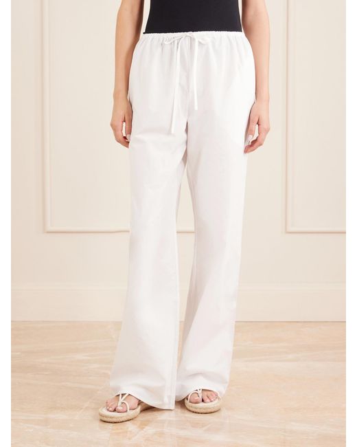 Matteau White Drawcord Cotton Straight-Leg Pants