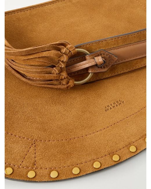Isabel Marant Brown Oskan Studded Suede Shoulder Bag