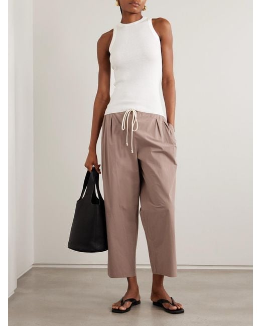 Lisa Yang White Amya Ribbed Cotton And Cashmere-Blend Tank